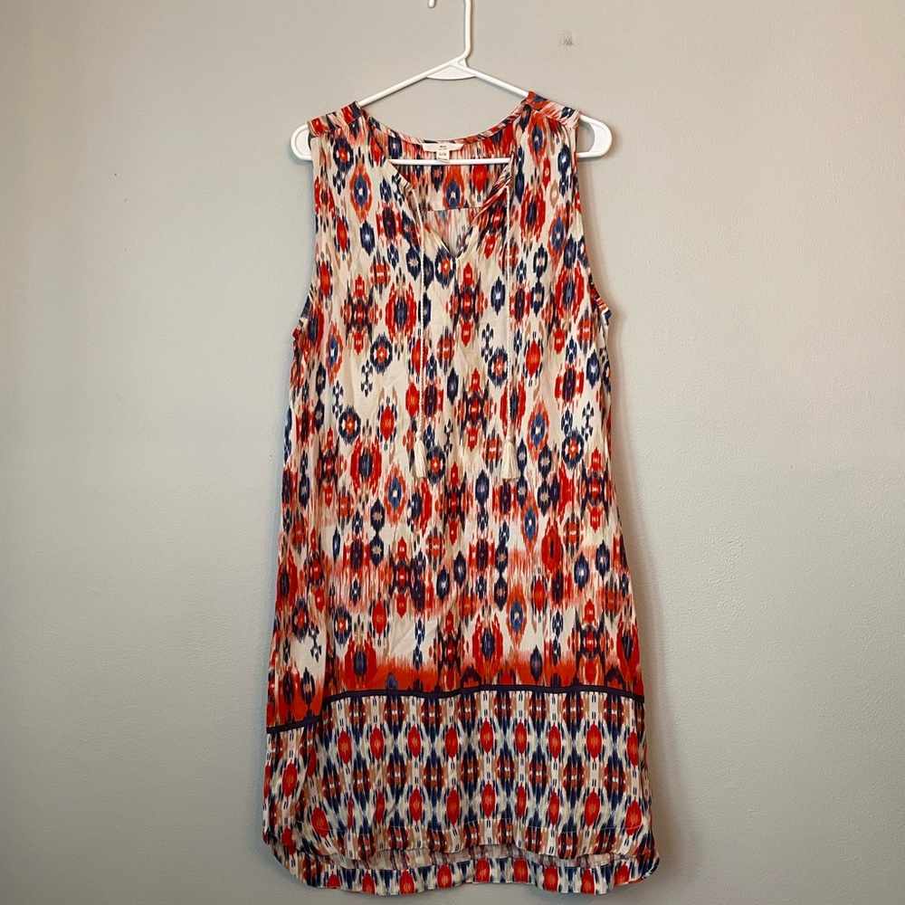 BLL New York Women’s Orange and Cream Sleeveless Tunic Dress L